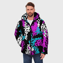 Куртка зимняя мужская Пиксельные узоры камуфляжа, цвет: 3D-черный — фото 2