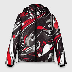 Куртка зимняя мужская Красно-белые волны, цвет: 3D-светло-серый
