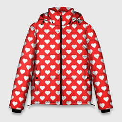 Куртка зимняя мужская Сердечный фон, цвет: 3D-красный