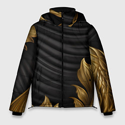 Куртка зимняя мужская Узоры золотые на черном фоне, цвет: 3D-светло-серый