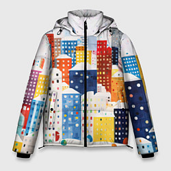 Куртка зимняя мужская День в новогоднем городе, цвет: 3D-светло-серый
