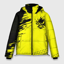Куртка зимняя мужская Cyberpunk 2077 краски на чёрном, цвет: 3D-черный