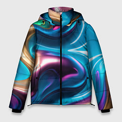 Куртка зимняя мужская Жидкий красочный металл, цвет: 3D-черный