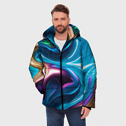 Куртка зимняя мужская Жидкий красочный металл, цвет: 3D-черный — фото 2