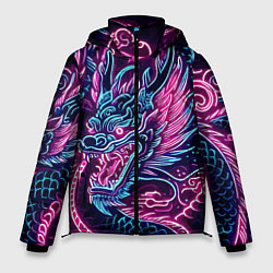 Куртка зимняя мужская Neon Japanese dragon - irezumi, цвет: 3D-красный