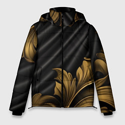 Куртка зимняя мужская Лепнина золотые узоры на черной ткани, цвет: 3D-светло-серый