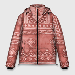 Куртка зимняя мужская Красный славянский орнамент, цвет: 3D-красный