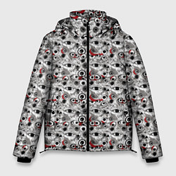 Куртка зимняя мужская Паттерн из абстрактных глаз, цвет: 3D-черный