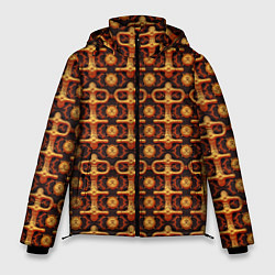 Мужская зимняя куртка Оранжевый деревянный абстрактный паттерн