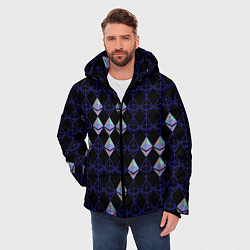 Куртка зимняя мужская Криптовалюта Ethereum на черном, цвет: 3D-черный — фото 2