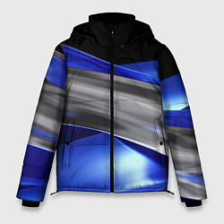 Мужская зимняя куртка Серебряная вставка на синей абстракции