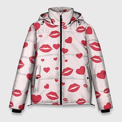 Куртка зимняя мужская Поцелуйчики паттерн, цвет: 3D-светло-серый