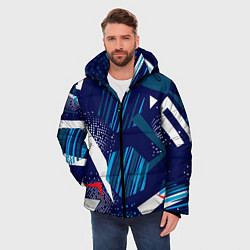 Куртка зимняя мужская Графические зигзаги, цвет: 3D-светло-серый — фото 2