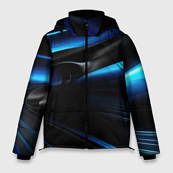 Куртка зимняя мужская Черная и синяя геометрическая абстракция, цвет: 3D-черный