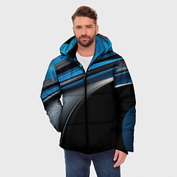 Куртка зимняя мужская Синяя и черная абстракция геометрическая, цвет: 3D-черный — фото 2