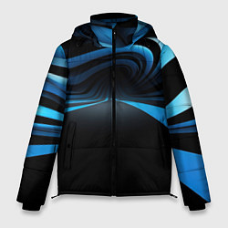 Куртка зимняя мужская Синии волны абстракции на черном фоне, цвет: 3D-черный
