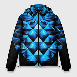 Куртка зимняя мужская Синие абстрактные ромбики, цвет: 3D-черный