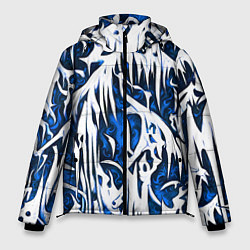 Куртка зимняя мужская Белый и синий узор, цвет: 3D-черный