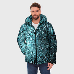 Куртка зимняя мужская Эффект жидкого стекла бирюзовый, цвет: 3D-черный — фото 2