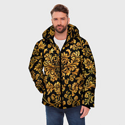Куртка зимняя мужская Желтые узоры хохломские, цвет: 3D-светло-серый — фото 2