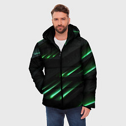 Куртка зимняя мужская Спортивный черно-зеленый стиль, цвет: 3D-черный — фото 2
