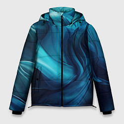 Куртка зимняя мужская Синяя абстракция в виде волн, цвет: 3D-черный