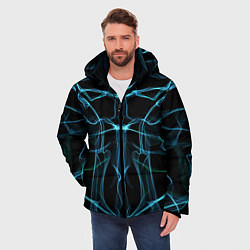 Куртка зимняя мужская Мягкие абстрактные симметричные линии, цвет: 3D-черный — фото 2
