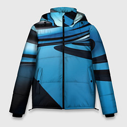 Куртка зимняя мужская Черная и синяя абстракция в виде волн, цвет: 3D-светло-серый