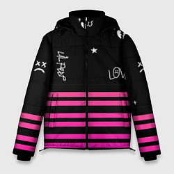 Куртка зимняя мужская Lil Peep розовые полосы, цвет: 3D-черный