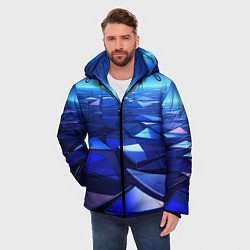 Куртка зимняя мужская Синие объемные блестящие плиты, цвет: 3D-красный — фото 2