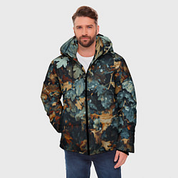 Куртка зимняя мужская Реалистичный камуфляж из сухих листьев, цвет: 3D-красный — фото 2
