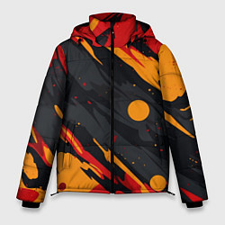 Куртка зимняя мужская Пятна краски абстракция желтые красные черные кляк, цвет: 3D-красный