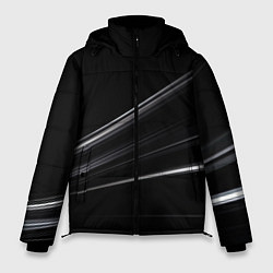 Куртка зимняя мужская Белые полосы на черной абстракции, цвет: 3D-красный