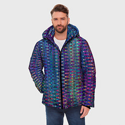 Куртка зимняя мужская Большой волнистый зигзаг разноцветный, цвет: 3D-черный — фото 2