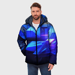 Куртка зимняя мужская Black blue background abstract, цвет: 3D-светло-серый — фото 2