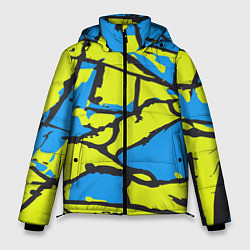Куртка зимняя мужская Жёлто-голубая графика, цвет: 3D-светло-серый