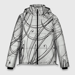 Куртка зимняя мужская Монохромные завитки, цвет: 3D-черный