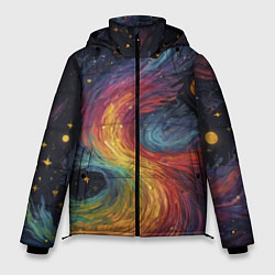 Куртка зимняя мужская Звездный вихрь абстрактная живопись, цвет: 3D-черный