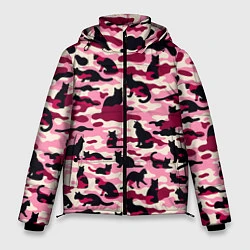 Куртка зимняя мужская Камуфляжные розовые котики, цвет: 3D-светло-серый