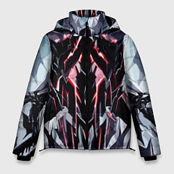 Куртка зимняя мужская Чёрно-красная агрессивная абстракция на белом фоне, цвет: 3D-светло-серый