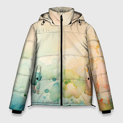 Куртка зимняя мужская Светлая акварель, цвет: 3D-черный