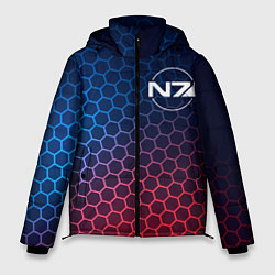 Куртка зимняя мужская Mass Effect неоновые соты, цвет: 3D-черный