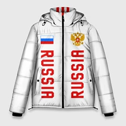 Куртка зимняя мужская Россия три полоски на белом фоне, цвет: 3D-черный