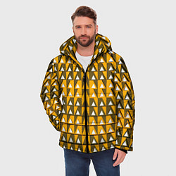 Куртка зимняя мужская Узор из треугольников жёлтый, цвет: 3D-черный — фото 2