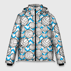 Куртка зимняя мужская Мячи волейбольные паттерн, цвет: 3D-черный