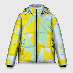 Куртка зимняя мужская Салатово-жёлтые пятна, цвет: 3D-черный
