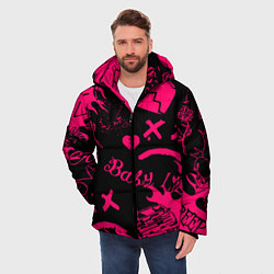 Куртка зимняя мужская Lil peep pink steel rap, цвет: 3D-красный — фото 2