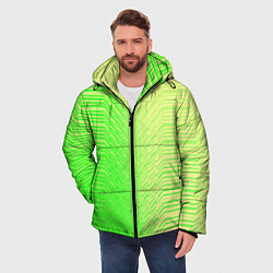 Куртка зимняя мужская Зелёные градиентные линии, цвет: 3D-красный — фото 2
