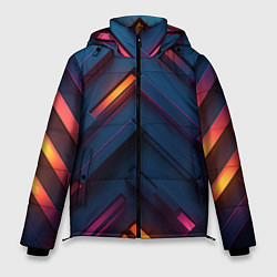 Куртка зимняя мужская Неоновый узор стальные раскалённые пластины, цвет: 3D-черный