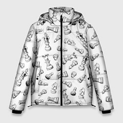 Куртка зимняя мужская Много шахматных фигур на белом паттерны, цвет: 3D-красный